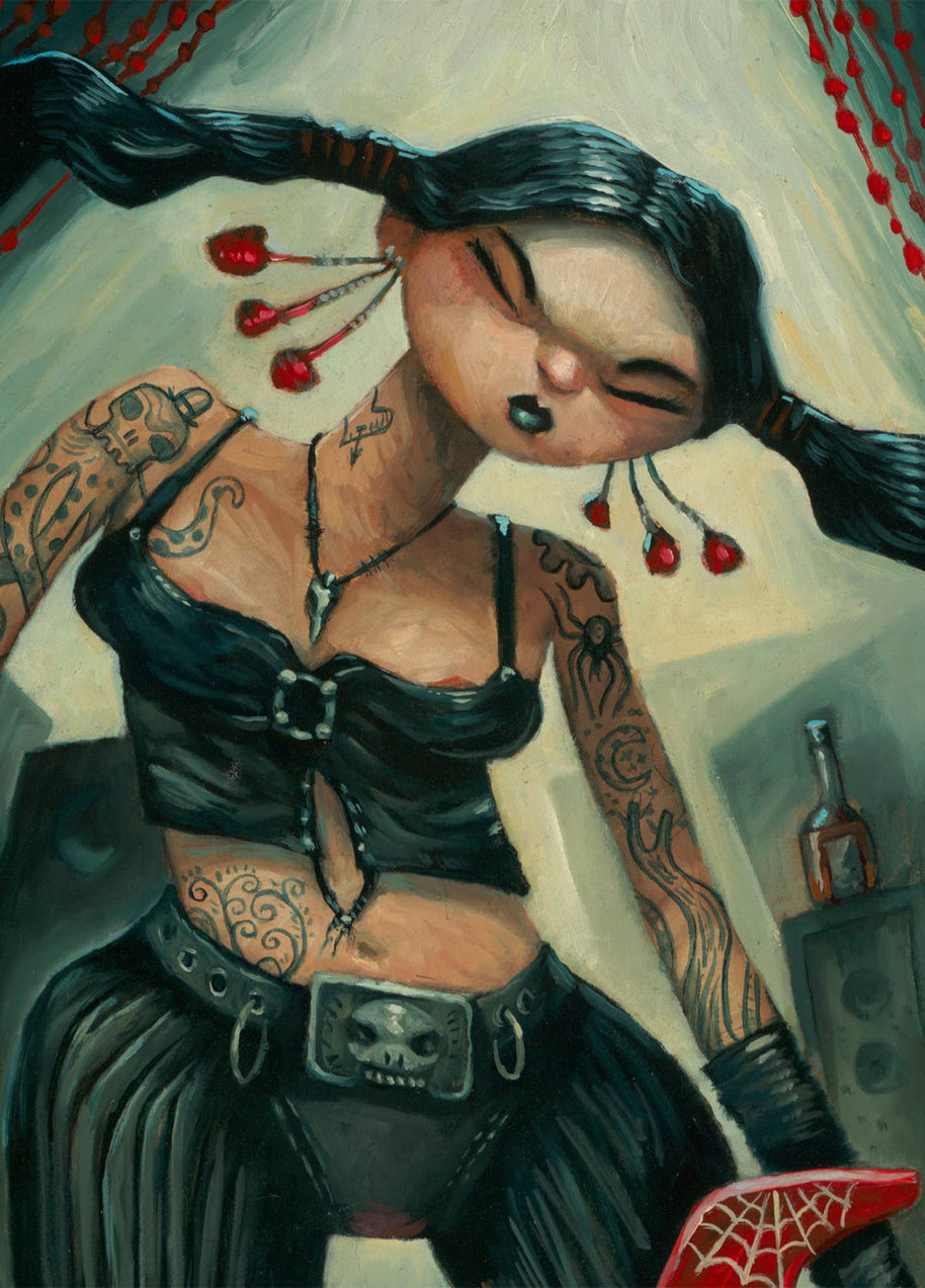 Punk rock Girl, guitar player, art print, woman power