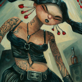 Punk rock Girl, guitar player, art print, woman power