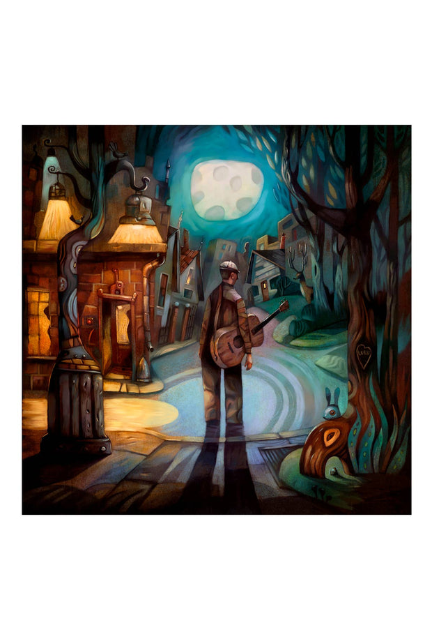 Missing Ghosts, guitar player, art print