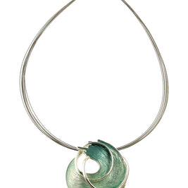 Origin Jewelry - Ocean Wave Pendant, Blue/Aqua Tones w/Magnetic Clasp, 18