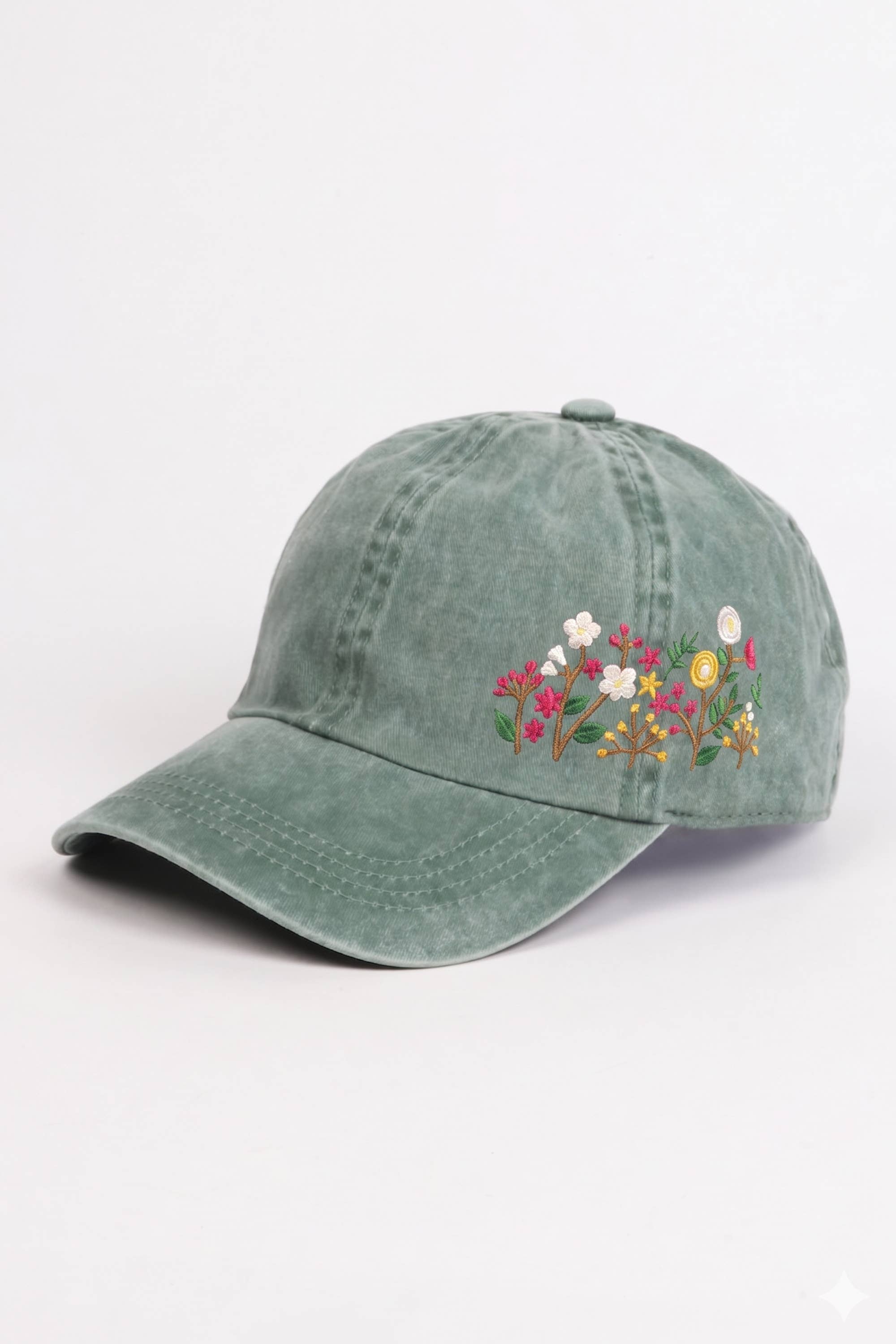 Flowers Side Embroidery Cotton Baseball Cap
