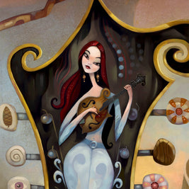 Pretty Red Lips, mandolin player, art print, music