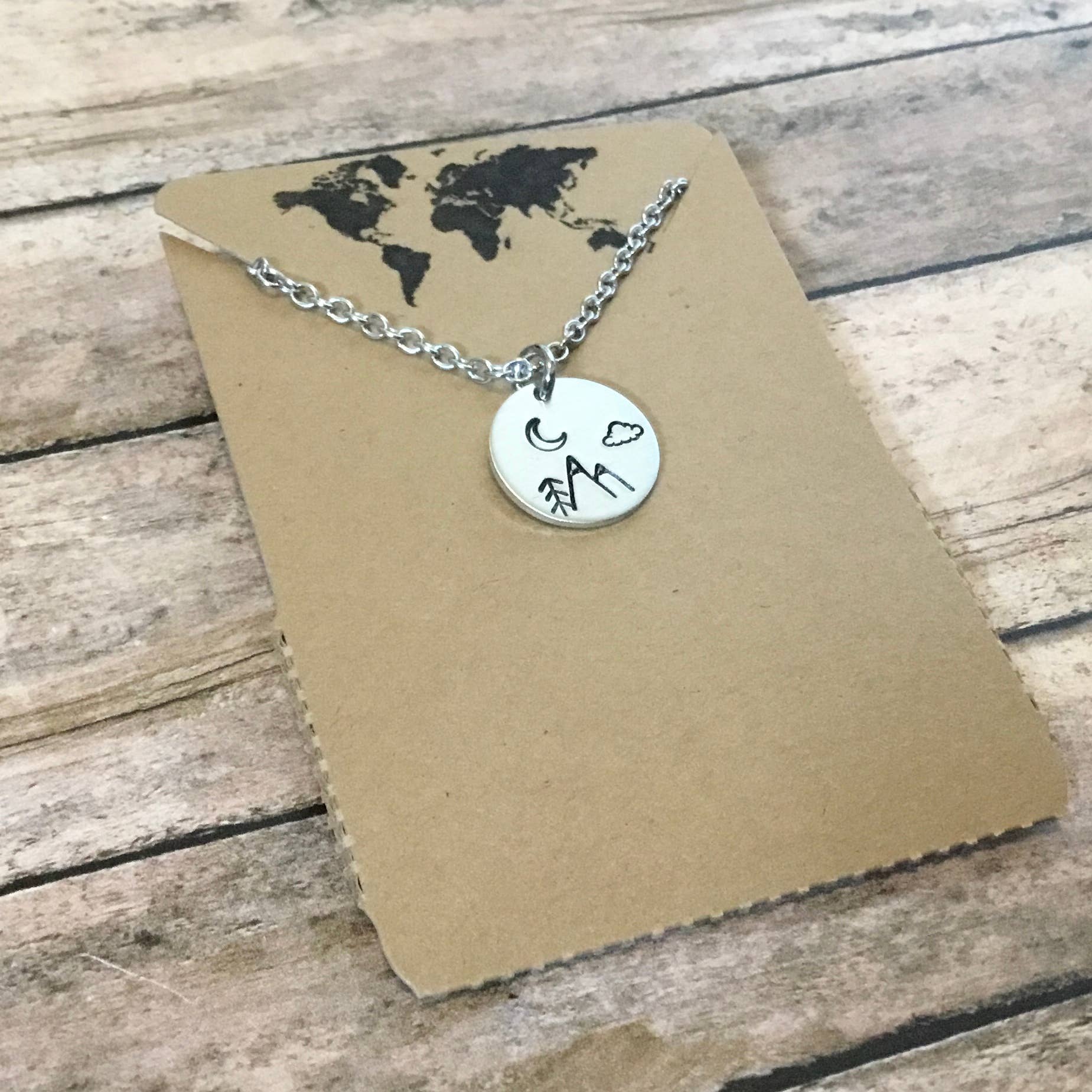 Snowy mountain peaks charm necklace