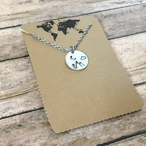 Snowy mountain peaks charm necklace