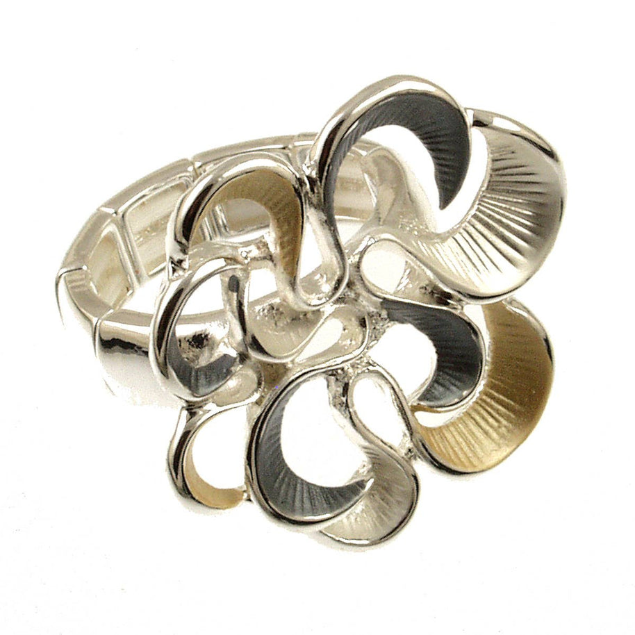 Origin Jewelry - Twirling Bloom Stretch Ring in Golds, Blues, or Multi-Color: Gold Grey White