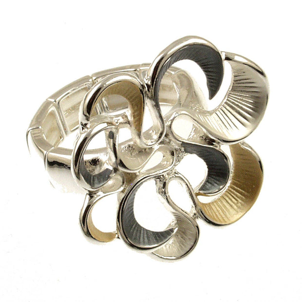 Origin Jewelry - Twirling Bloom Stretch Ring in Golds, Blues, or Multi-Color: Gold Grey White