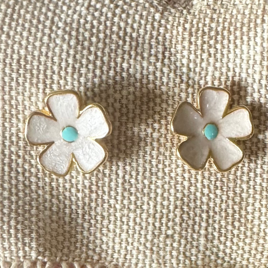 Summer enamel flower stud earrings