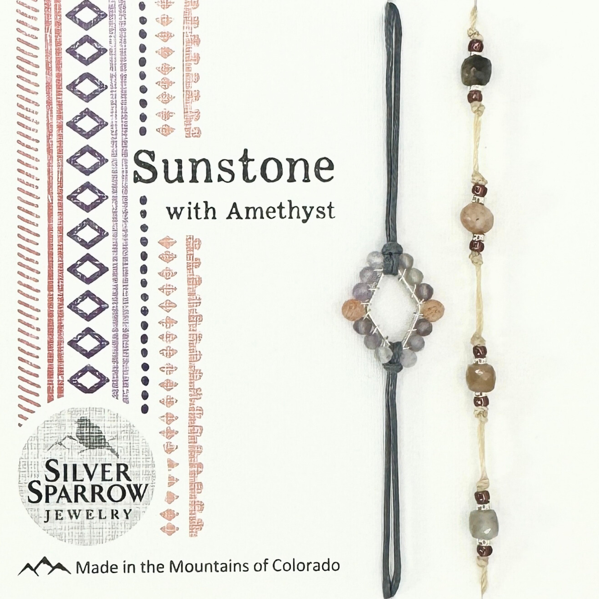 Sunstone with amethyst bracelet duo: Gold Finish