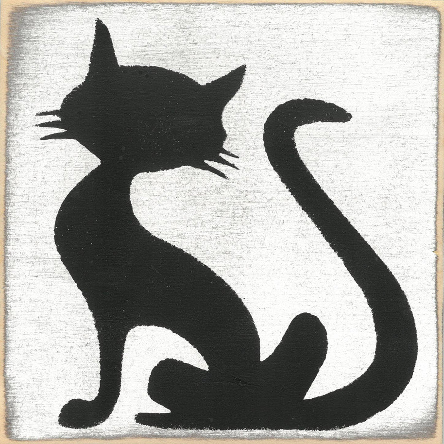 Black Cat Wooden Shelf Sitter