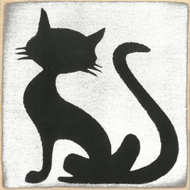 Black Cat Wooden Shelf Sitter