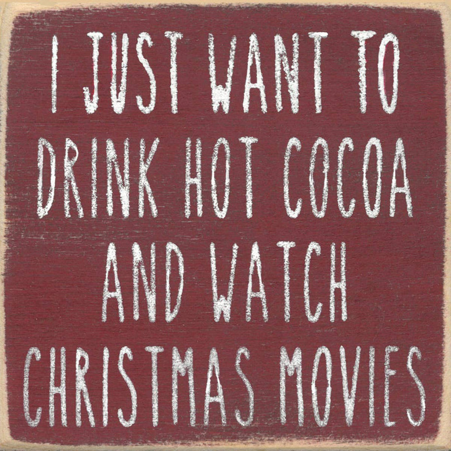 Cocoa and Christmas Movies Wooden Shelf Sitter