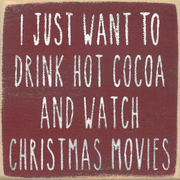 Cocoa and Christmas Movies Wooden Shelf Sitter