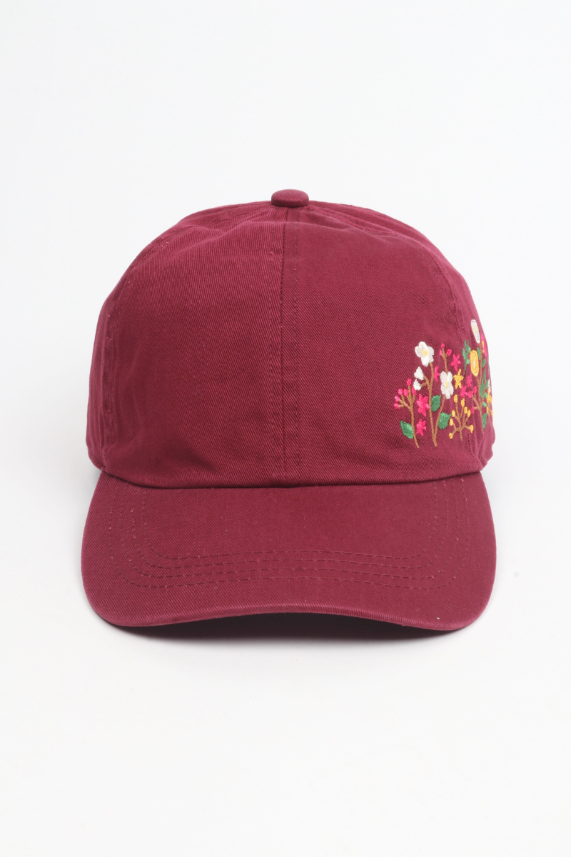 Flowers Side Embroidery Cotton Baseball Cap