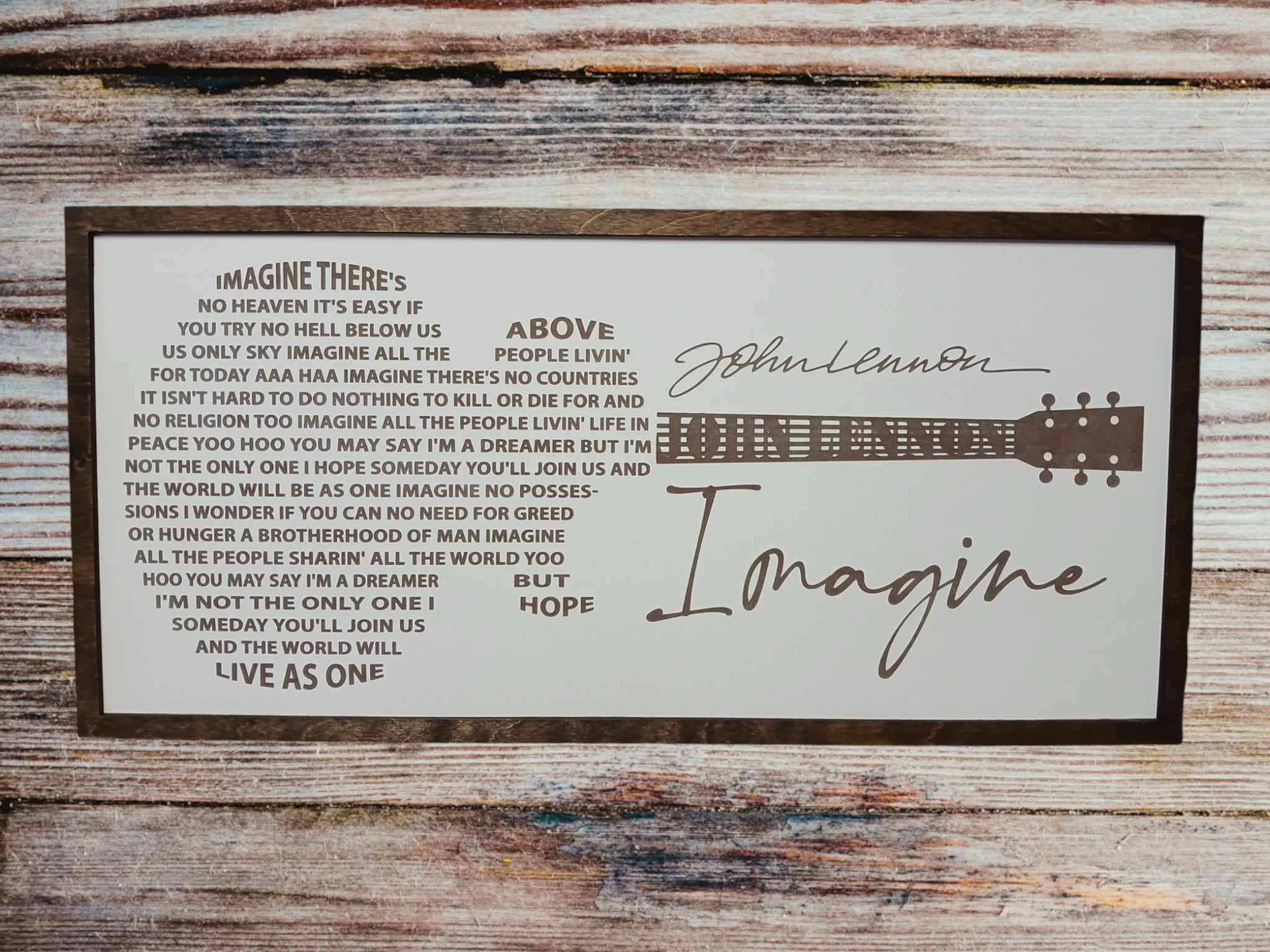 John Lennon Sign - Imagine - Laser Engraved Framed Print