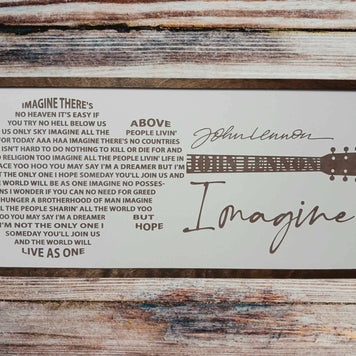 John Lennon Sign - Imagine - Laser Engraved Framed Print