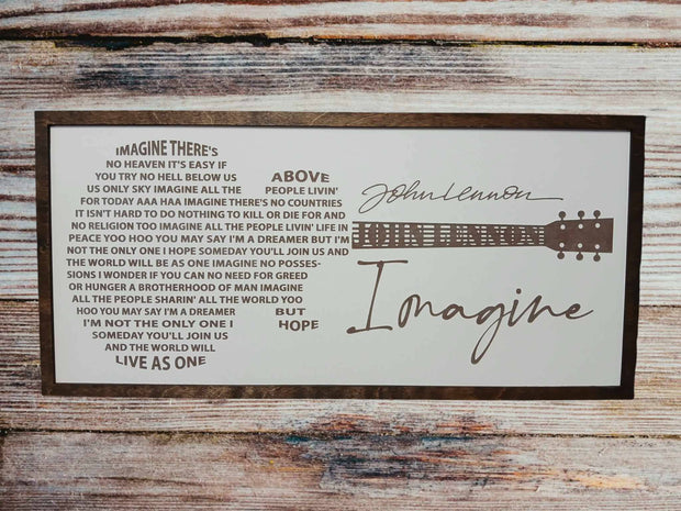 John Lennon Sign - Imagine - Laser Engraved Framed Print