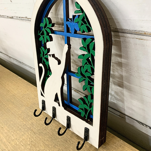 Arch Key Hanger - Cat with Butterfly