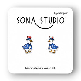 Patriotic Goose Earrings (Fourth of July Style)