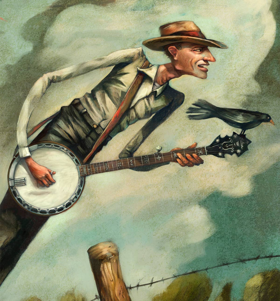 Groundspeed, banjo art print, Folk music
