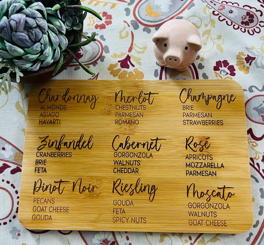Wine Pairing Cutting Board - Charcuterie Wine Food Pairings