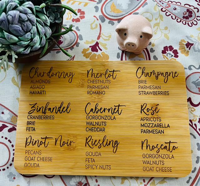 Wine Pairing Cutting Board - Charcuterie Wine Food Pairings
