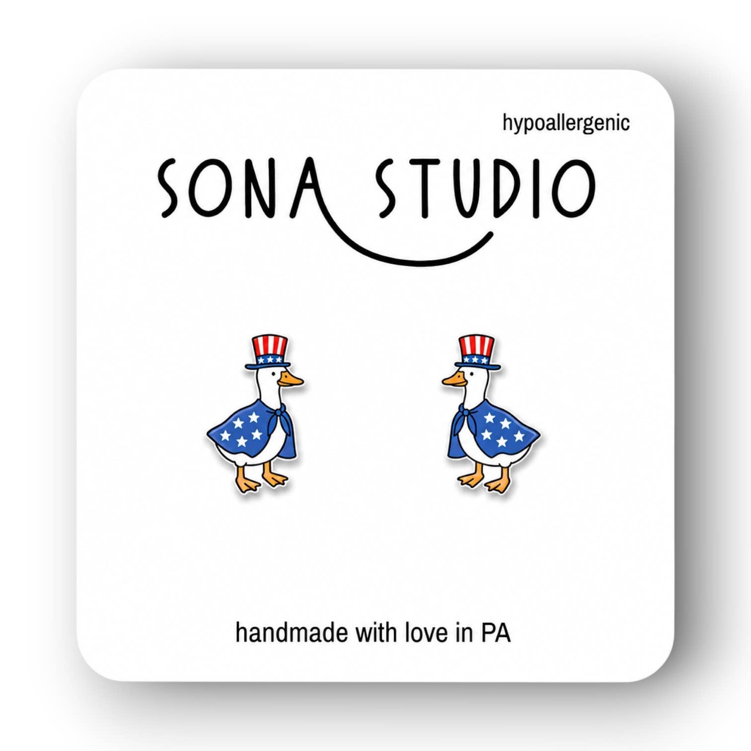 Patriotic Goose Earrings (Fourth of July Style)