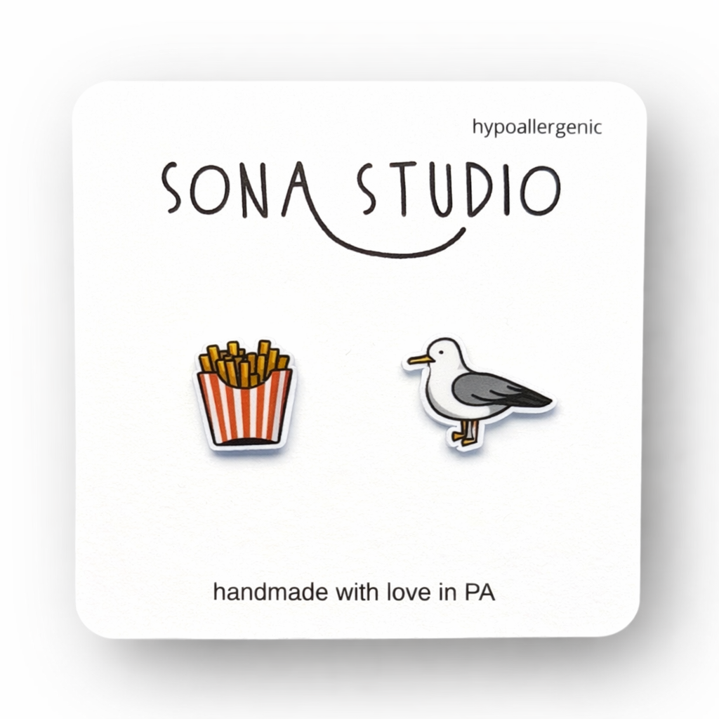 Seagull and Fries Earrings