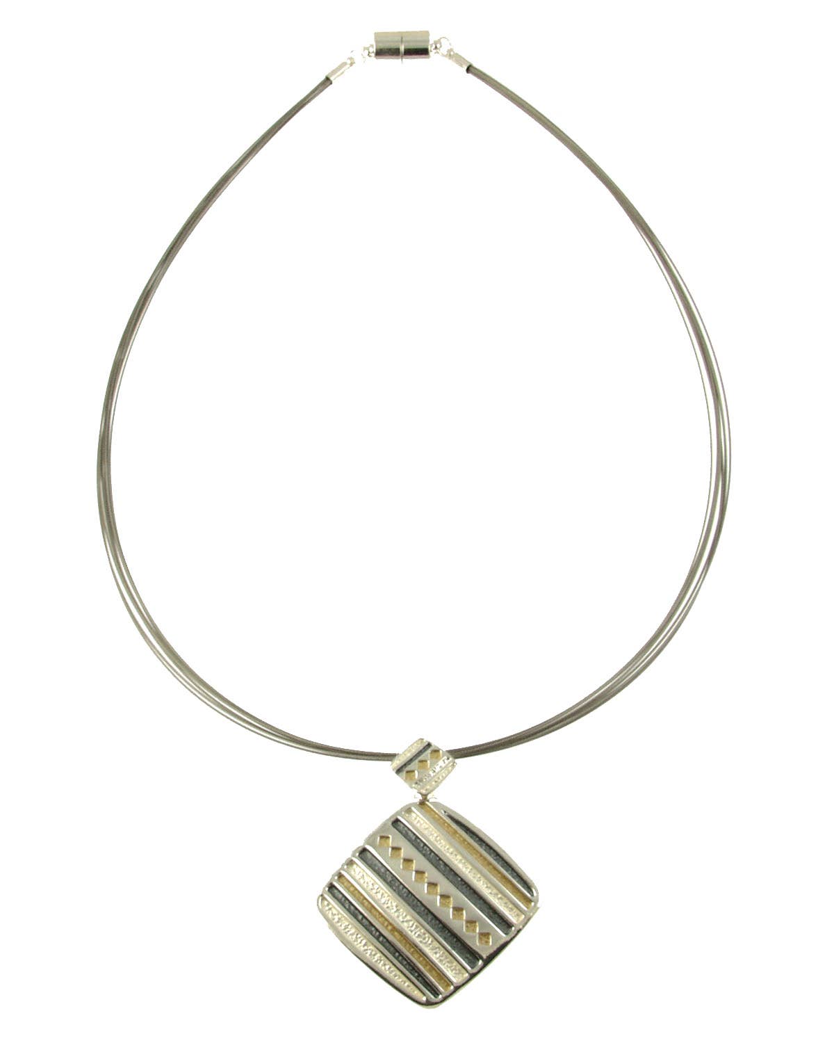 Origin Jewelry - Teal and Silver Southwest style multi strand pendant: Grey Gold