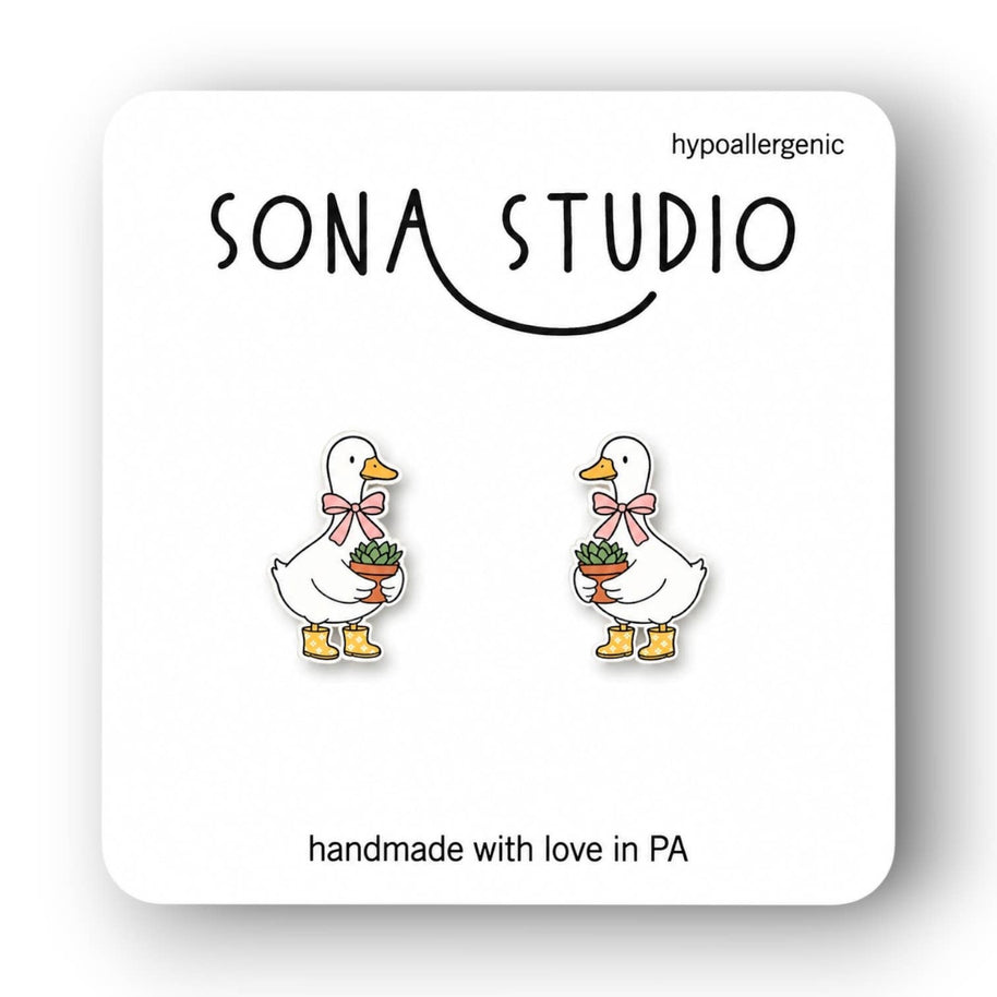 Gardening Goose Earrings
