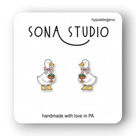 Gardening Goose Earrings