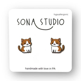 Brown Kitty Earrings