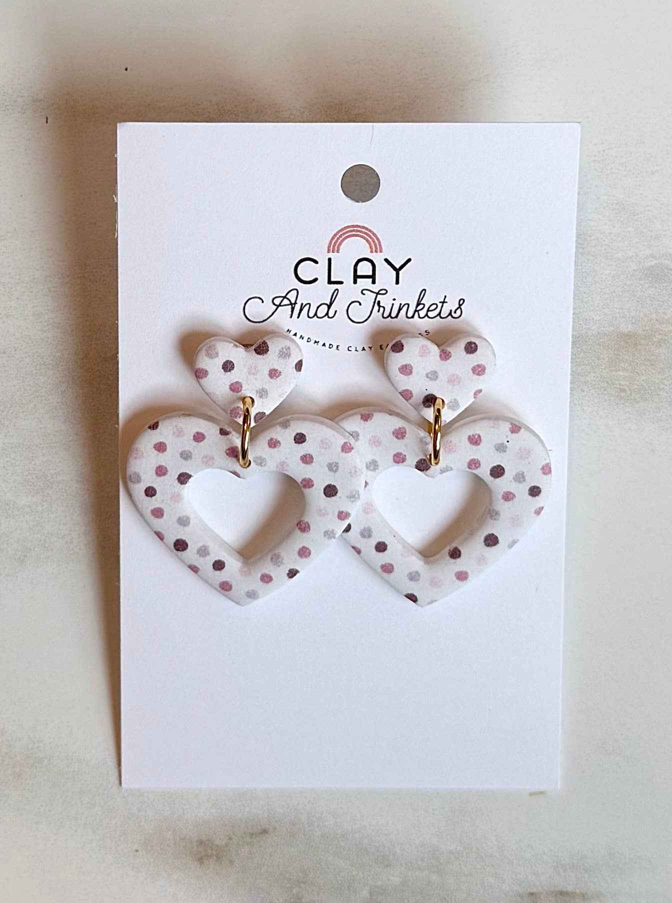 Dotted Heart Dangle Earrings