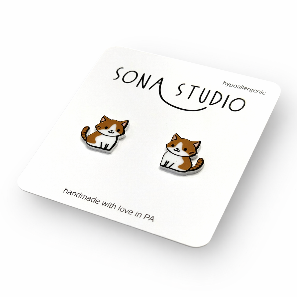 Brown Kitty Earrings