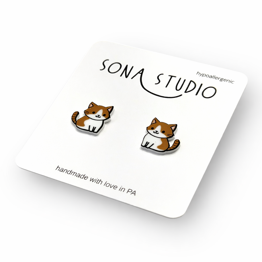 Brown Kitty Earrings