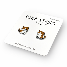 Brown Kitty Earrings