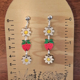 Strawberry and Daisy Charm Earrings