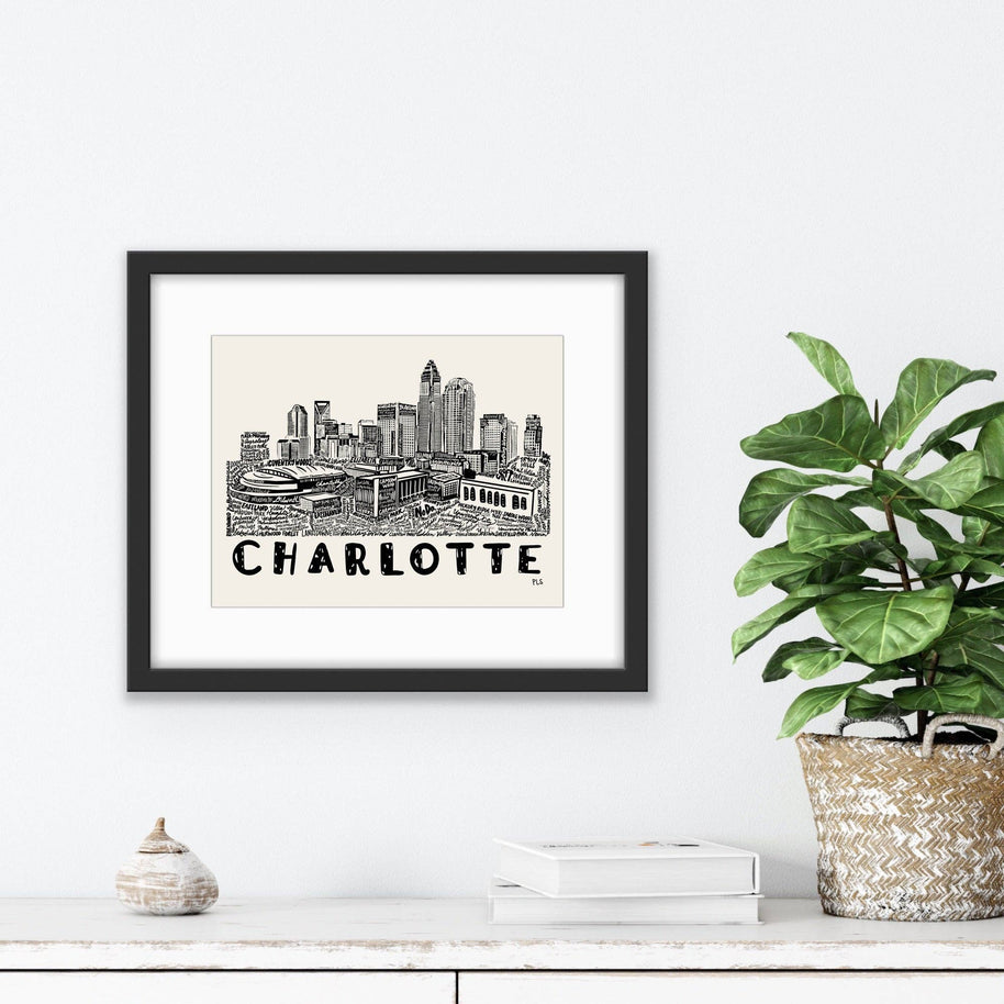 Charlotte Art Print, Charlotte NC Decor, North Carolina Art