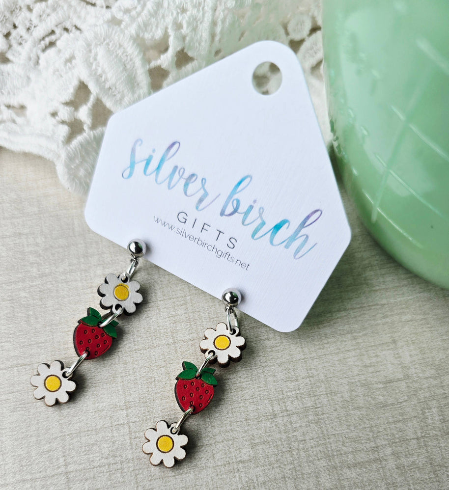 Strawberry and Daisy Charm Earrings