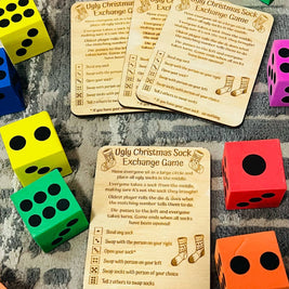 Ugly Christmas Socks w/Dice | Eco Friendly Wooden Game Card