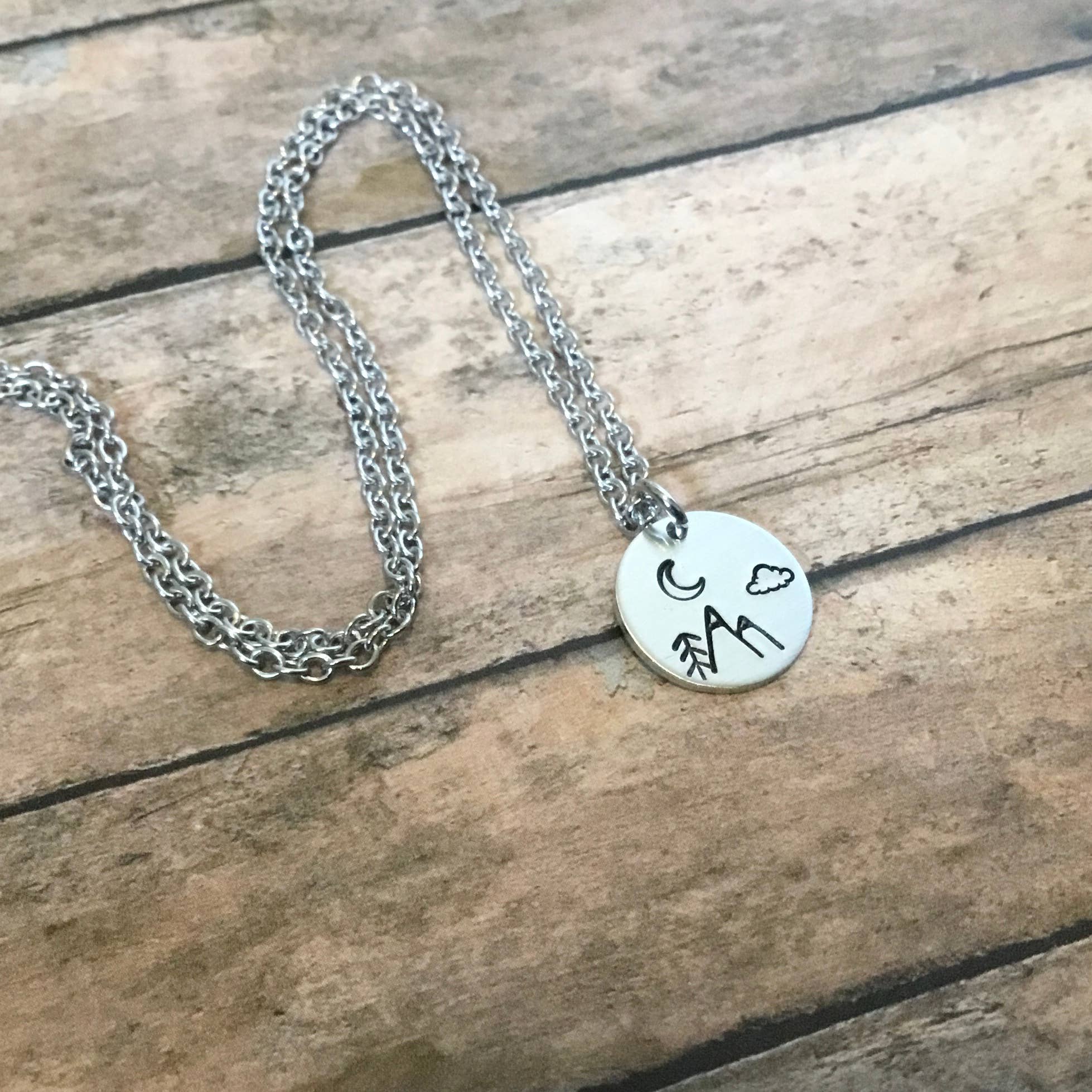 Snowy mountain peaks charm necklace