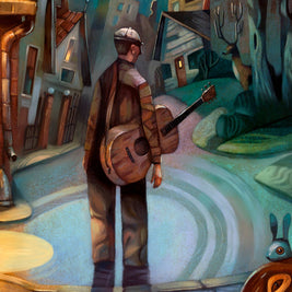 Missing Ghosts, guitar player, art print