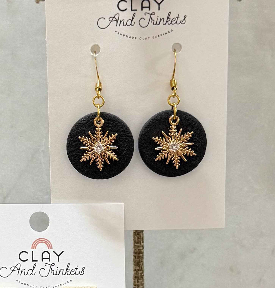 Snowflake Neutral Dangle Earrings