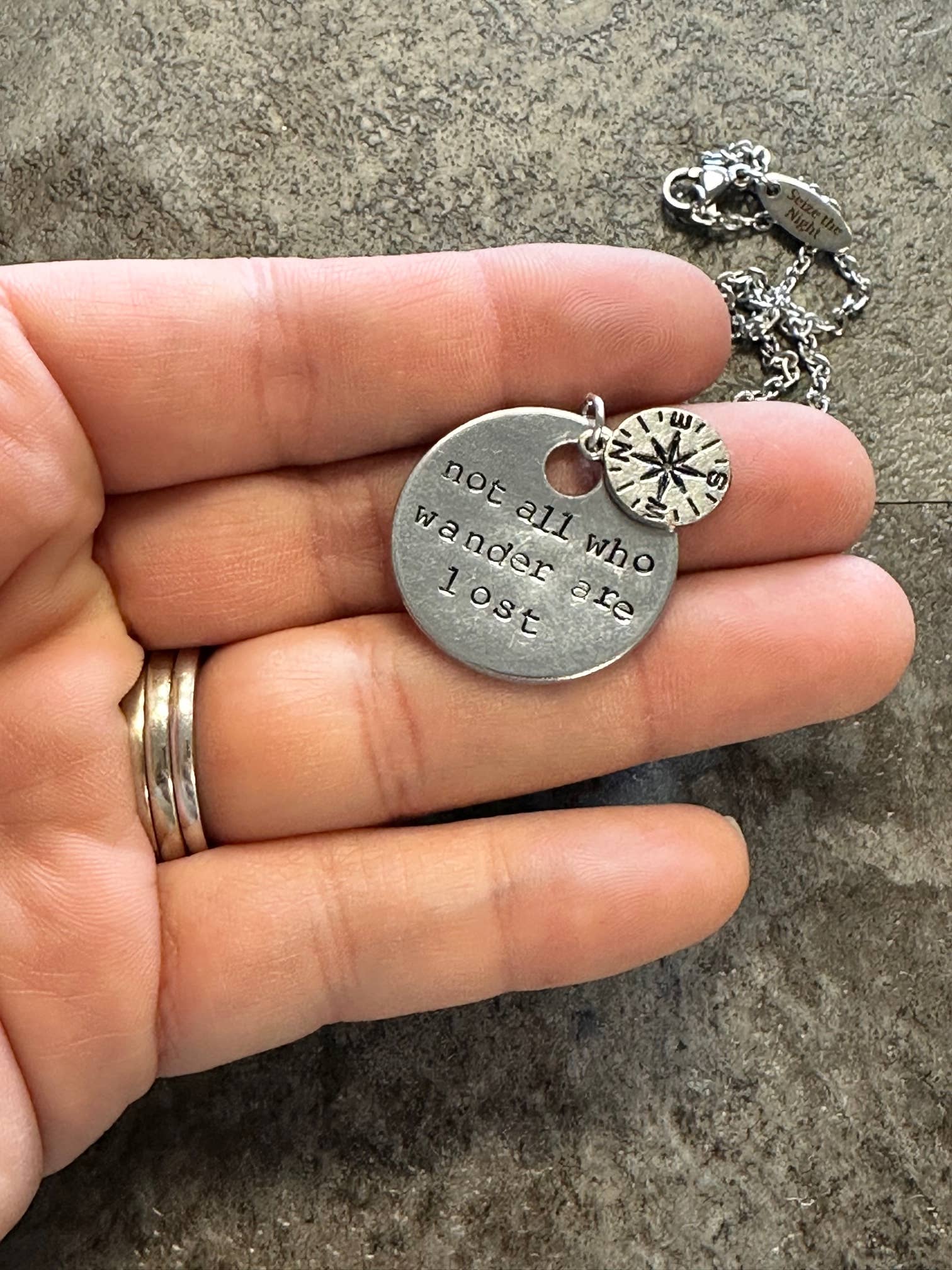 Not All Who Wander Are Lost - Hand Stamped Necklace