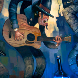 Blue Night, guitar player, art print, acoustic