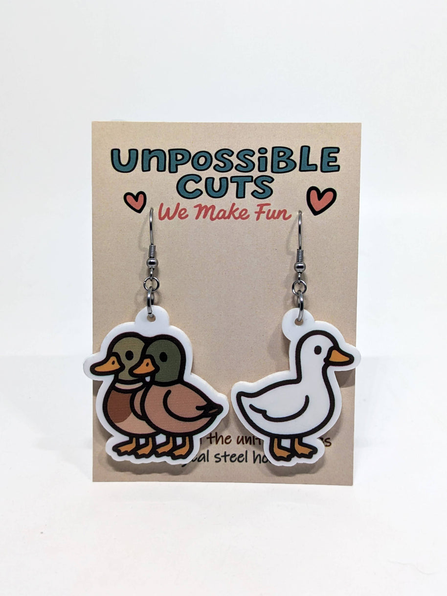 Duck Duck Goose Earrings - Handmade Statement Animal Dangle