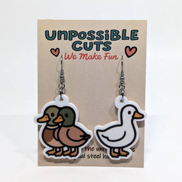 Duck Duck Goose Earrings - Handmade Statement Animal Dangle