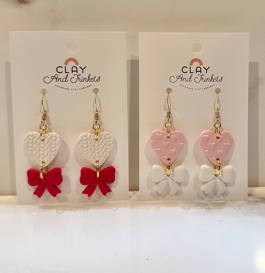 Heart/Bow Dangle Earrings