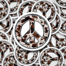 Cowhide peace sign Die cut sticker