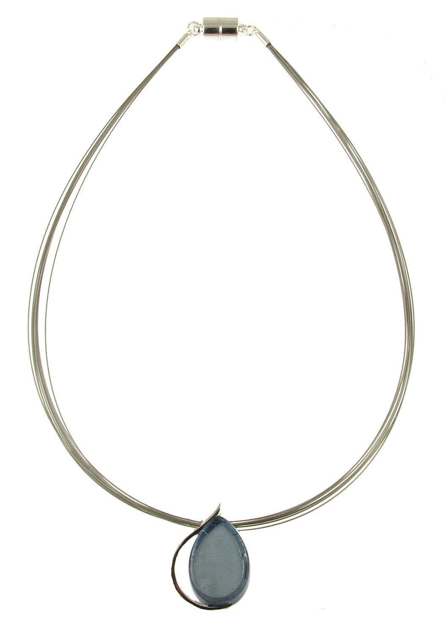 Origin Jewelry - Teardrop shape sapphire blue resin and shell earring: Light Blue