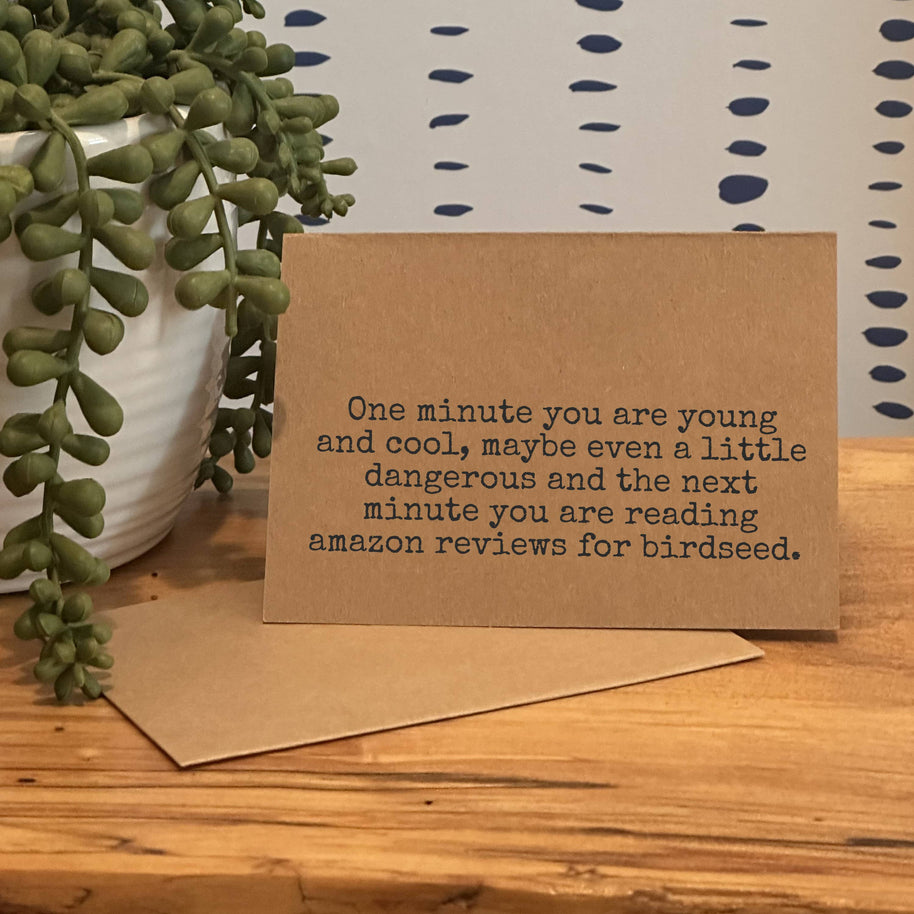 Funny Birthday Card 'Reading Amazon Reviews'